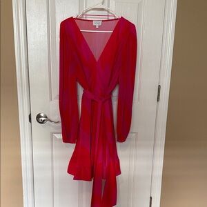 Milly Red and Pink Long Sleeve Dress